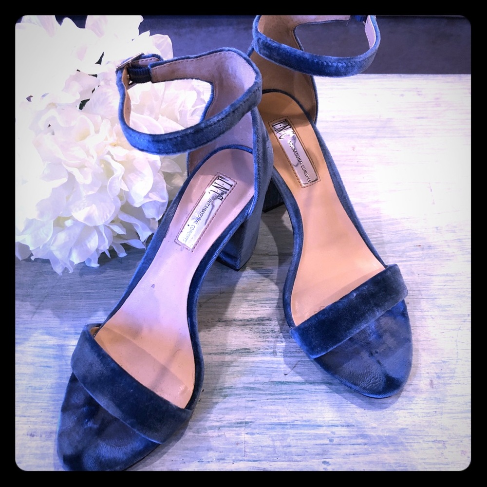 Blue Velvet Open Toe Day Heels